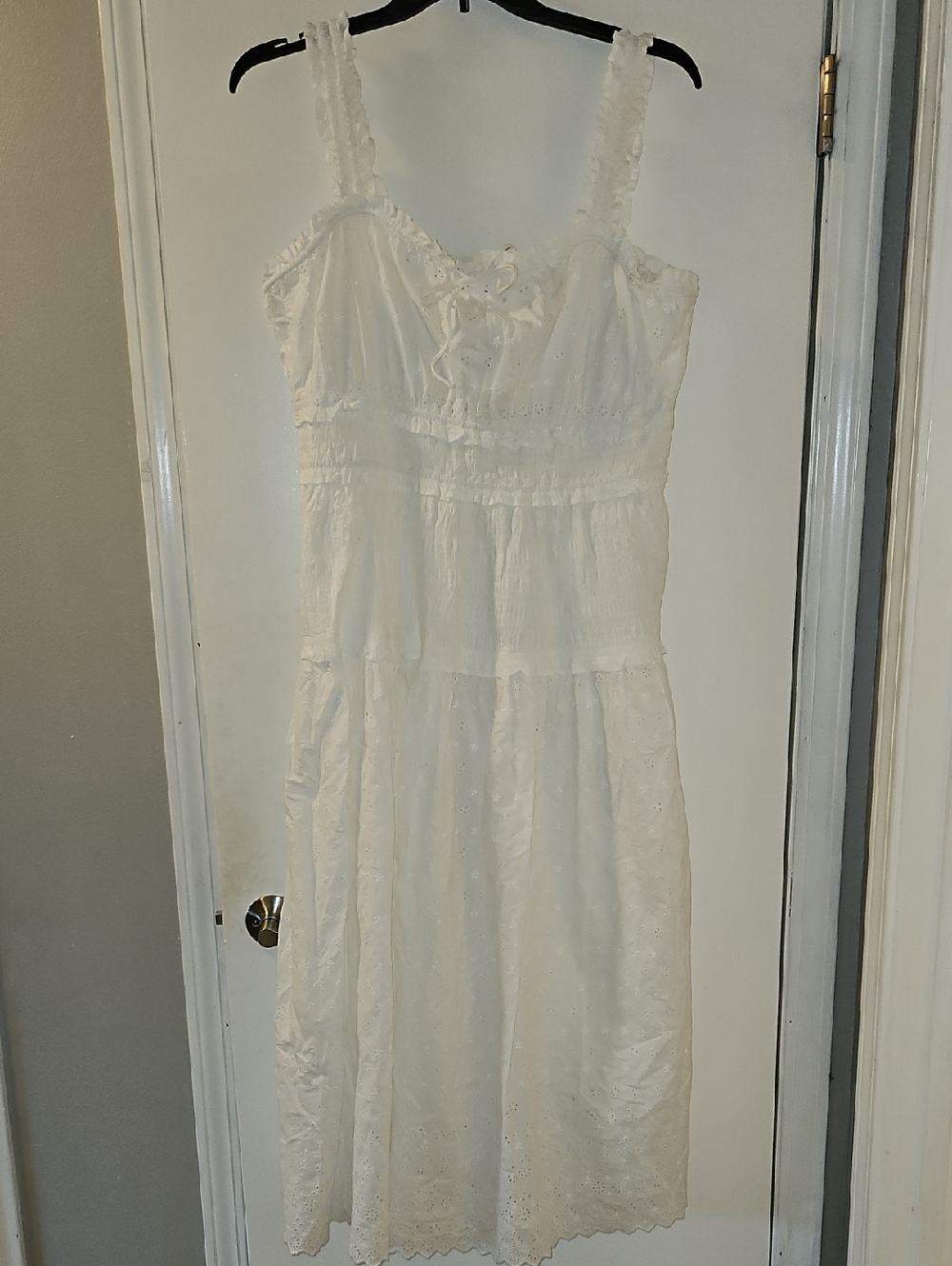 NWT GAP White Cotton Midi Dress with Eyelet Detail